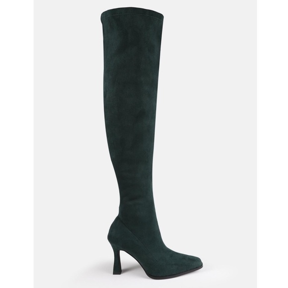 Missguided Shoes - Hunter Green Faux Suede Thigh High Boots